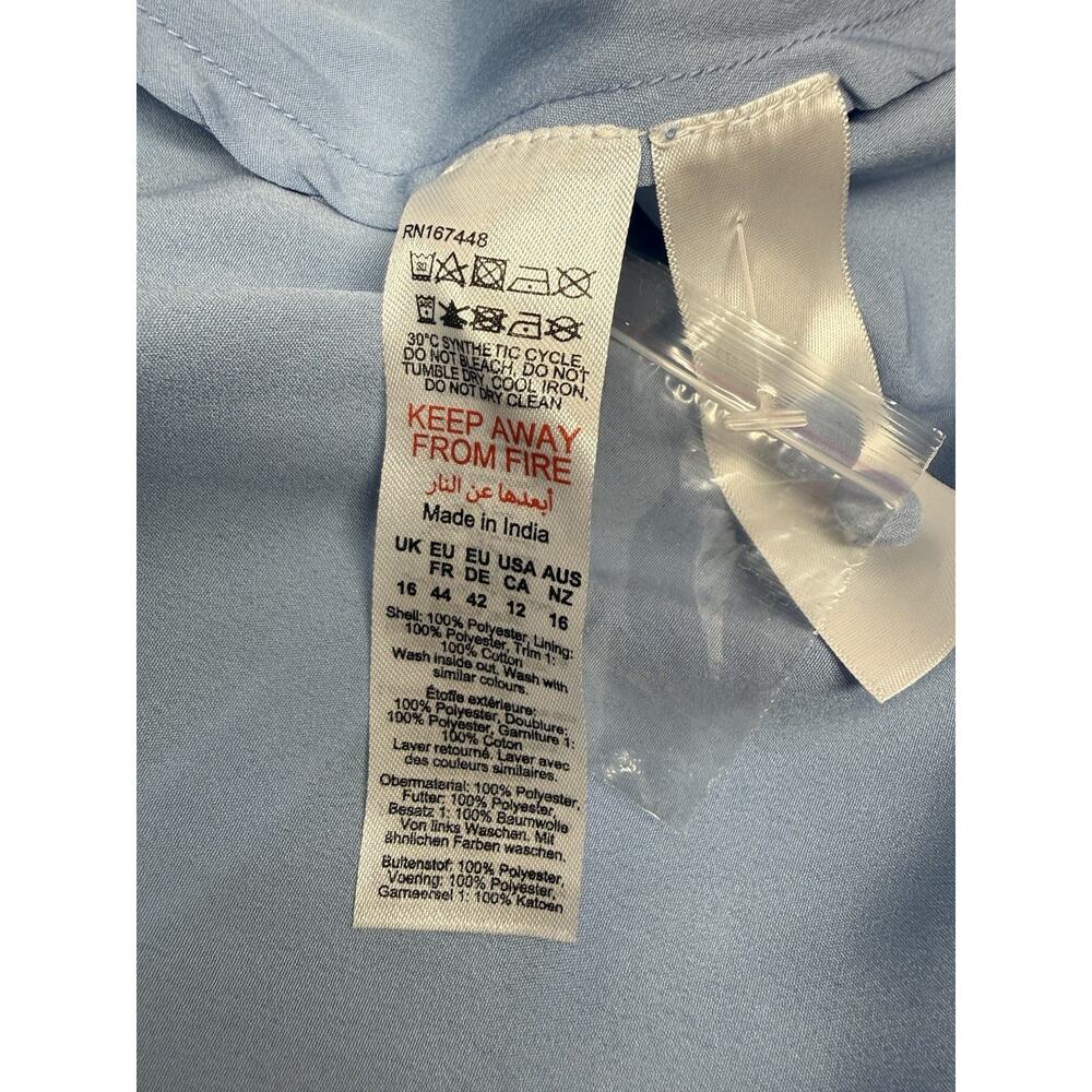 NWT Karen Millen Blue Applique Organza Buttoned Midi Dress Balloon Sleeves 12 - Picture 8 of 8